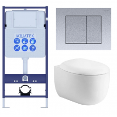 Комплект инсталляции с подвесным унитазом AQUATEK с сиденьем и кнопкой SET AQUATEK АЛЬТАИР cm-011 4в1 Комплект инсталляции с подвесным унитазом AQUATEK с сиденьем и кнопкой SET AQUATEK АЛЬТАИР cm-011 4в1